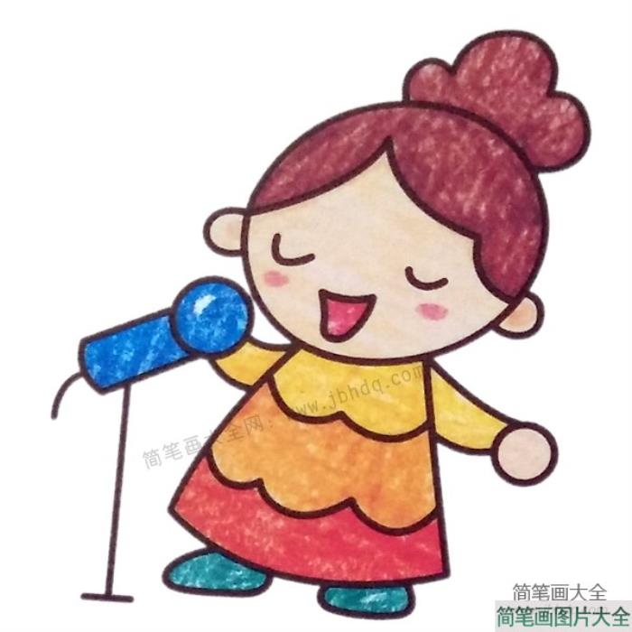 唱歌的小女孩简笔画  第2张