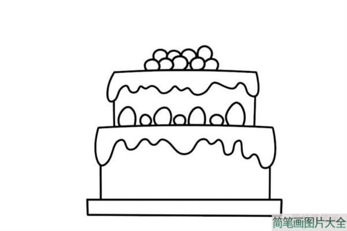 双层生日蛋糕简笔画  第3张