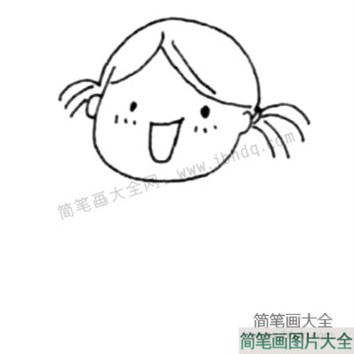 Q版双马尾小姑娘简笔画画法  第2张