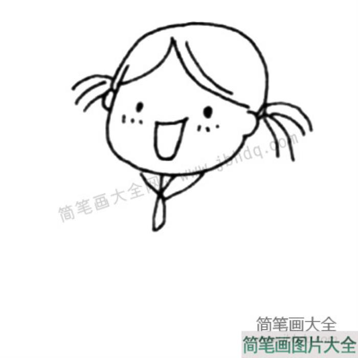 Q版双马尾小姑娘简笔画画法  第3张