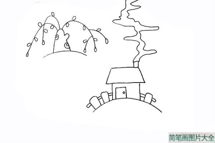 柳树小屋风景简笔画  第10张