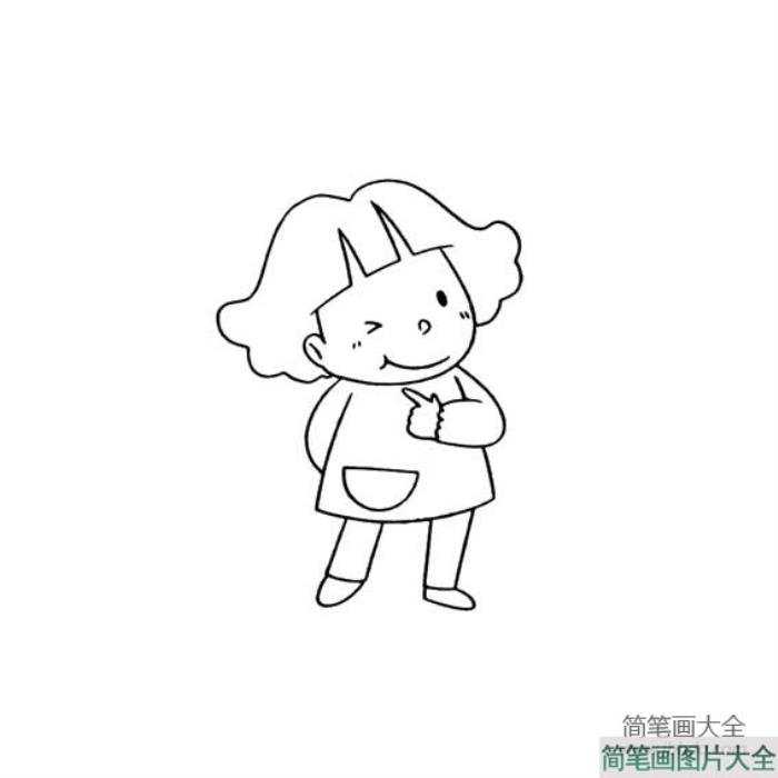 俏皮的小女孩简笔画