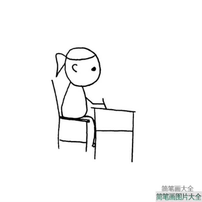 爱学习的小女孩简笔画