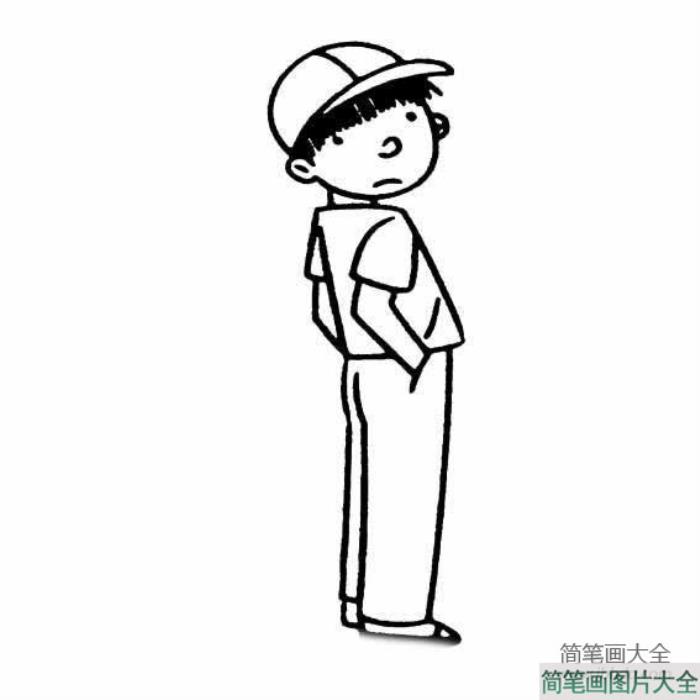 帅气的戴帽子的男生简笔画