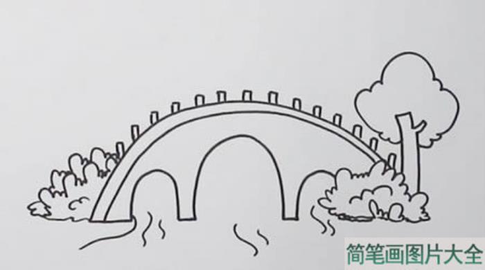 小桥流水风景简笔画  第2张