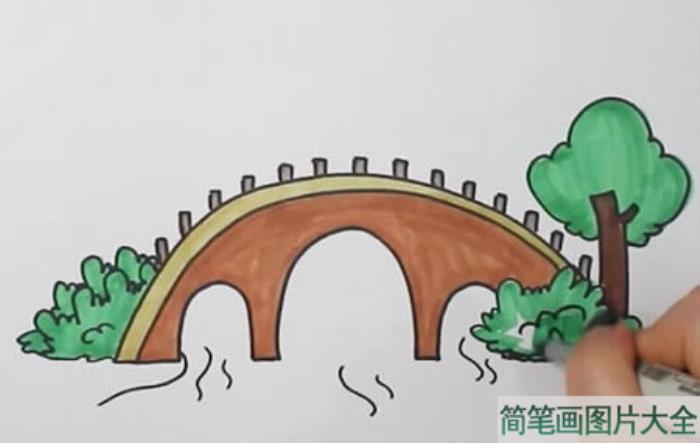 小桥流水风景简笔画  第3张