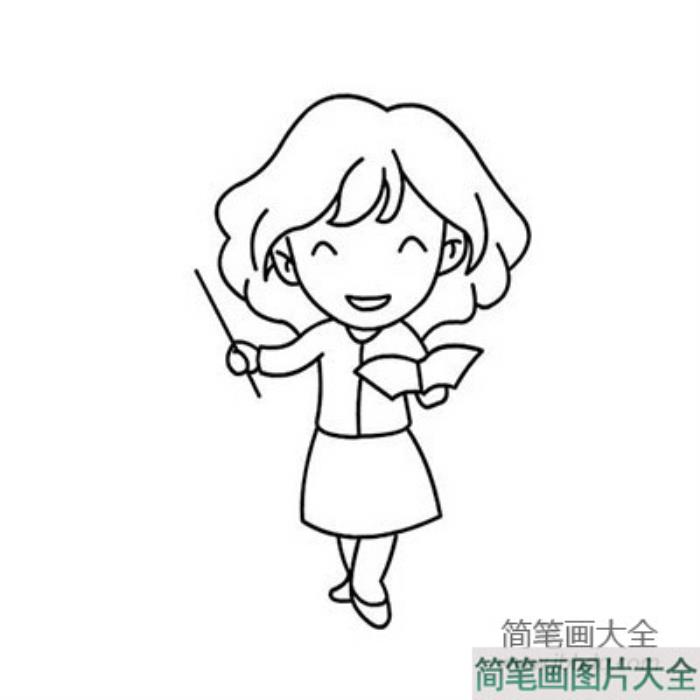 简笔画大全_漂亮女老师简笔画