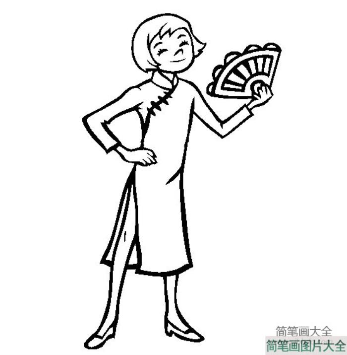 世界民族服饰简笔画_中国小女孩简笔画图片