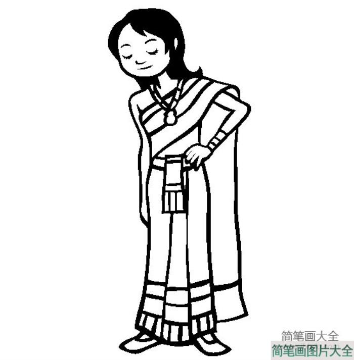 世界民族服饰简笔画_泰国小女孩简笔画图片