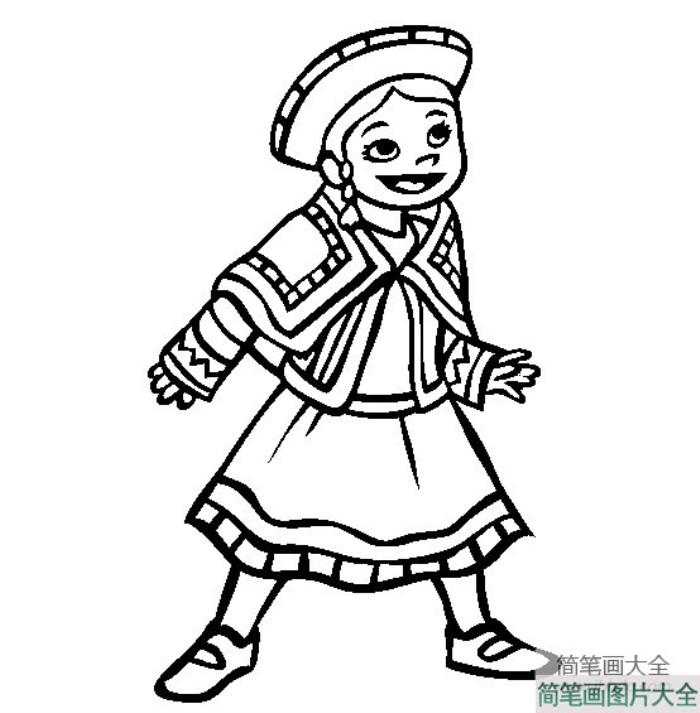 世界民族服饰简笔画_秘鲁小女孩简笔画图片