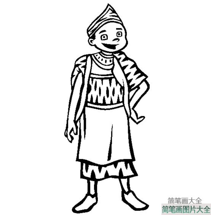 世界民族服饰简笔画_喀麦隆小男孩简笔画图片