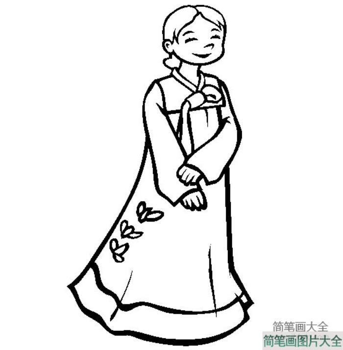 世界民族服饰简笔画_韩国小女孩简笔画图片