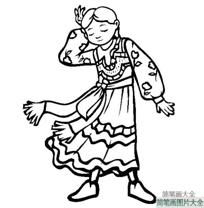 世界民族服饰简笔画_俄罗斯小女孩简笔画图片