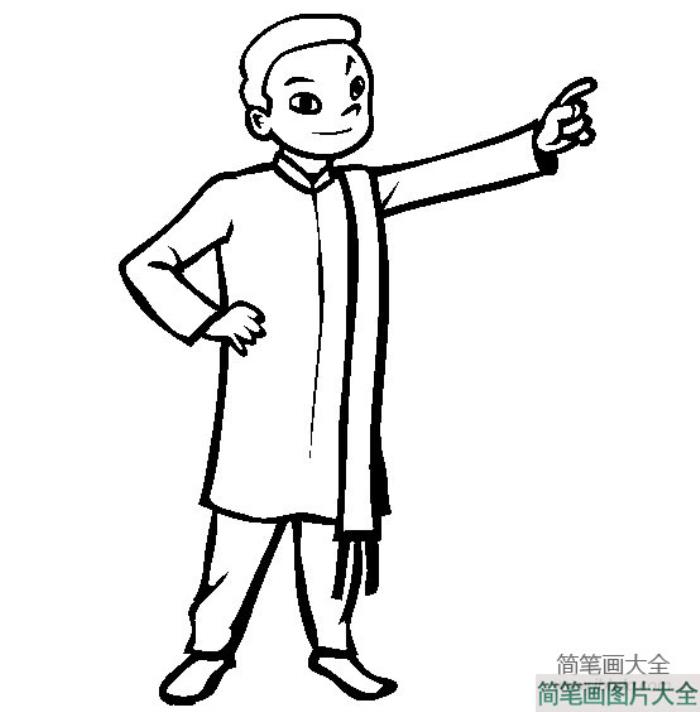 世界名族服饰简笔画_巴基斯坦小男孩简笔画图片