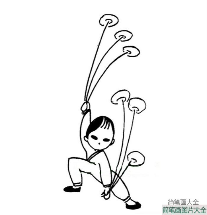 玩杂耍的小男孩简笔画图片