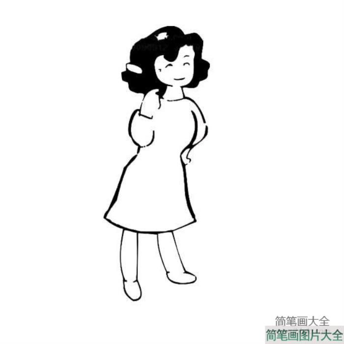 三八节人物简笔画素材_家庭妇女  第1张