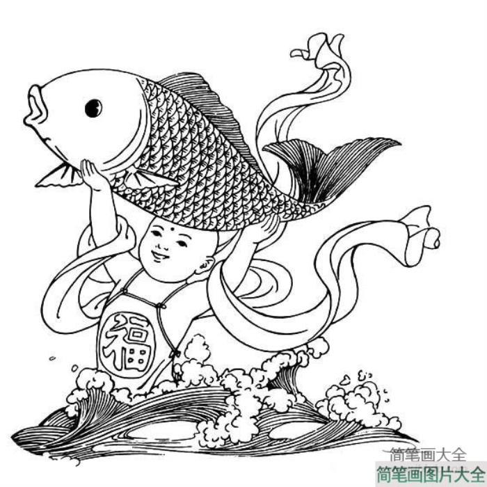 春节人物年画简笔画  第1张