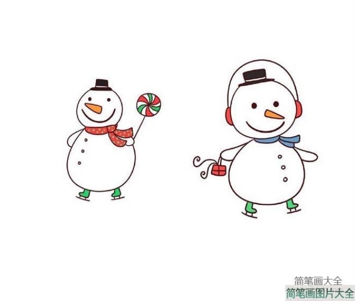 圣诞节简笔画素材_可爱的雪人