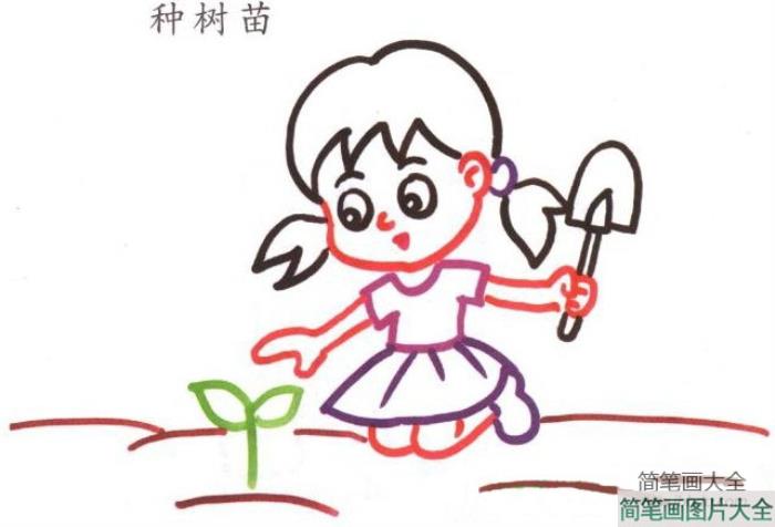 种树苗的小女孩  第1张