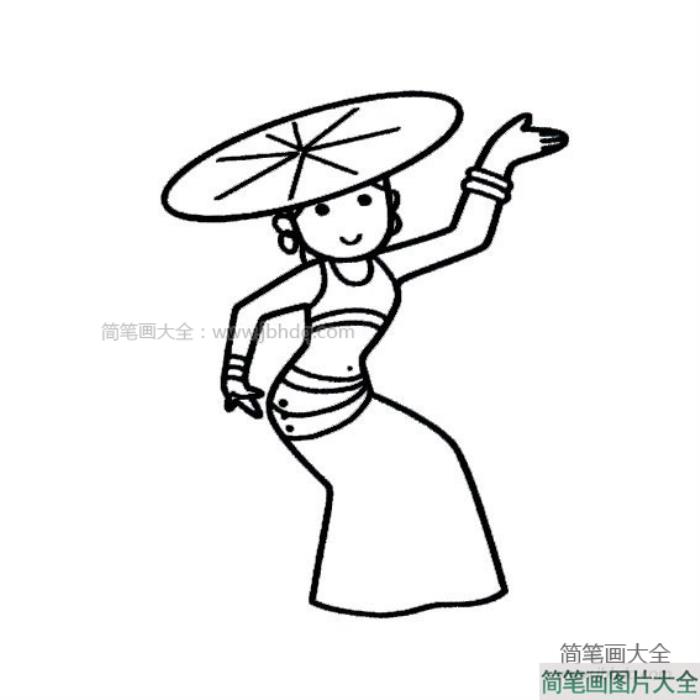 傣族小女孩简笔画图片