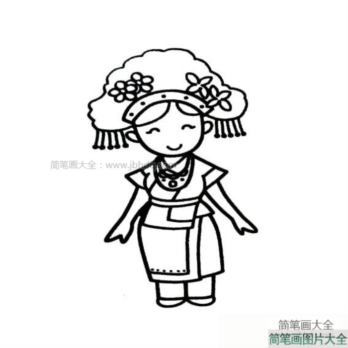 高山族小女孩简笔画