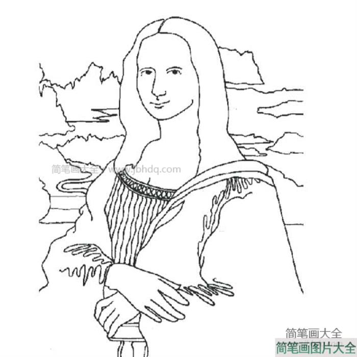 蒙娜丽莎的微笑简笔画