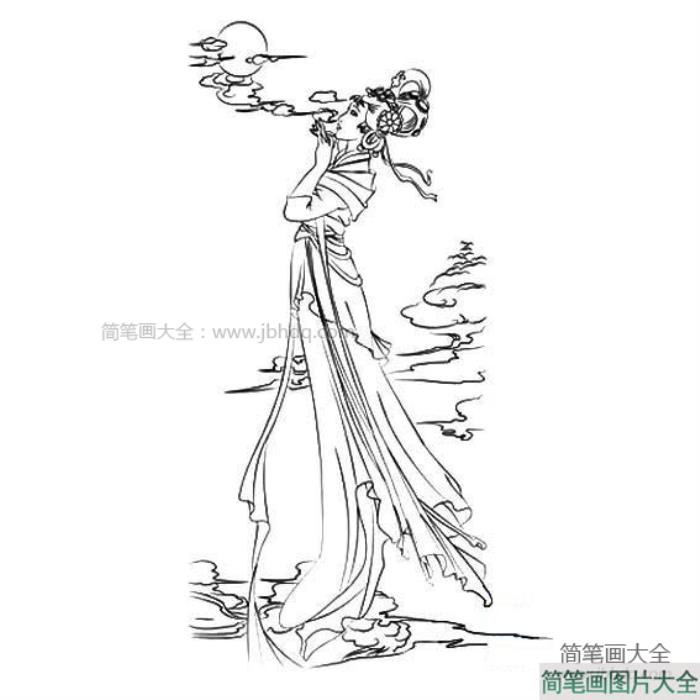 赏月的嫦娥简笔画