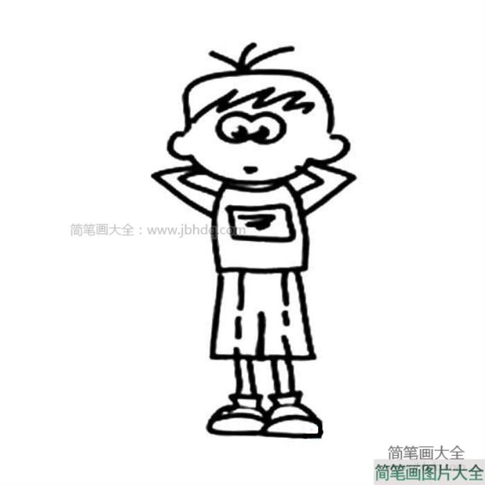 悠闲的小男孩简笔画