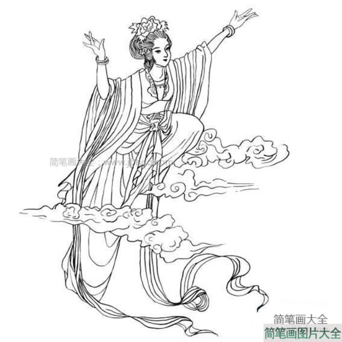 欢庆中秋的嫦娥简笔画  第1张