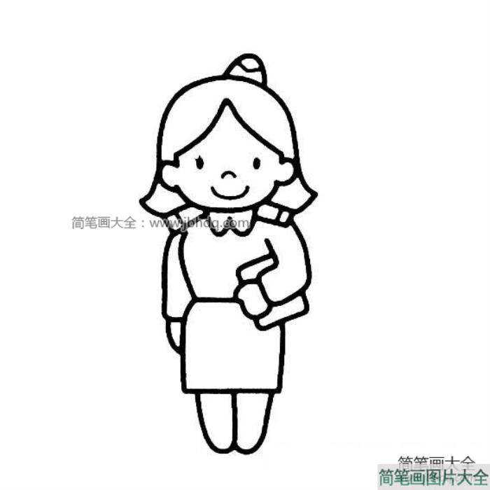 一组女老师简笔画图片  第6张