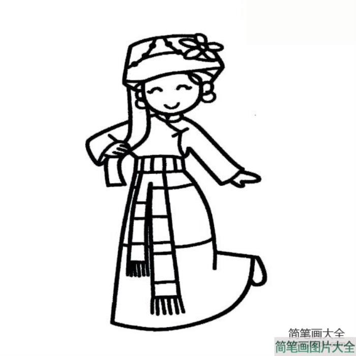 傣族女孩简笔画  第1张