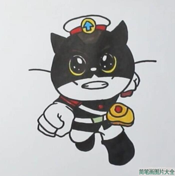 帅气的黑猫警长简笔画  第6张