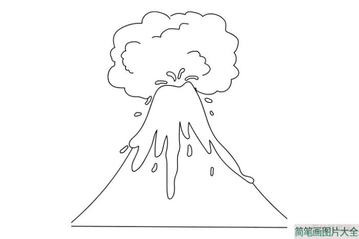 火山喷发简笔画图片  第1张