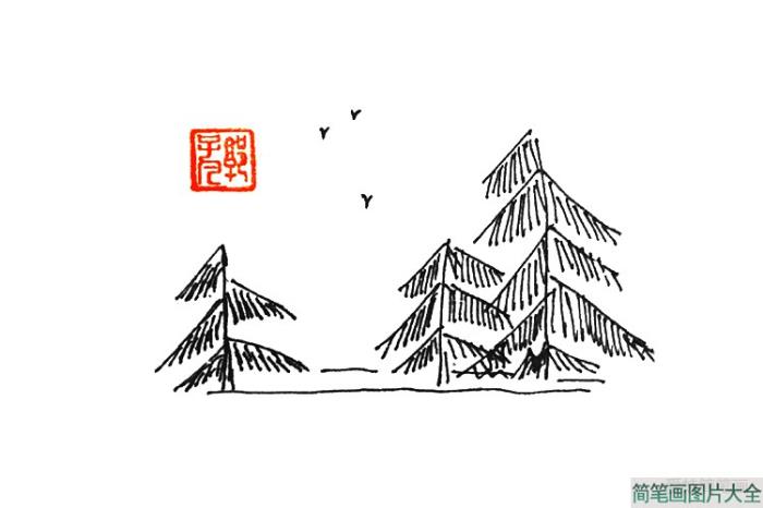 风和日丽春天风景简笔画