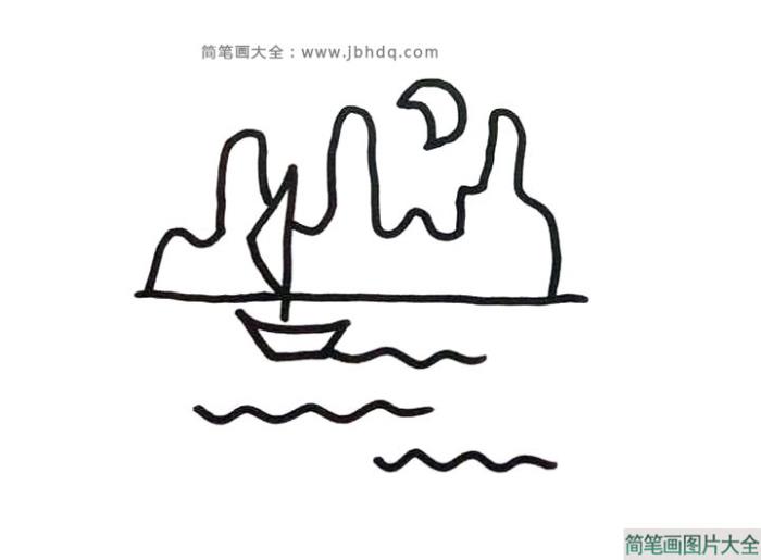 6张简单漂亮的海上风景简笔画  第5张