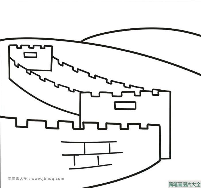 雄伟的长城风景简笔画