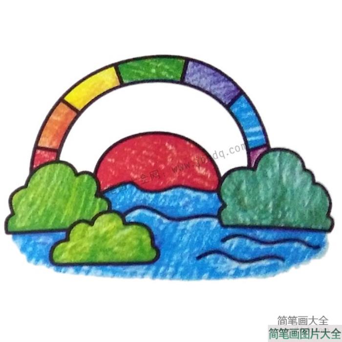 漂亮的彩虹风景简笔画图片  第2张