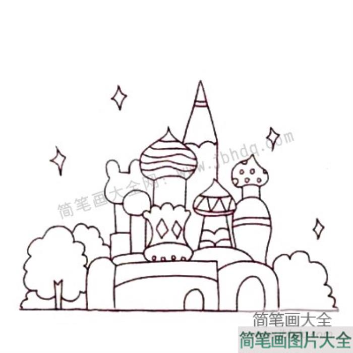 Q版城堡简笔画画法  第4张