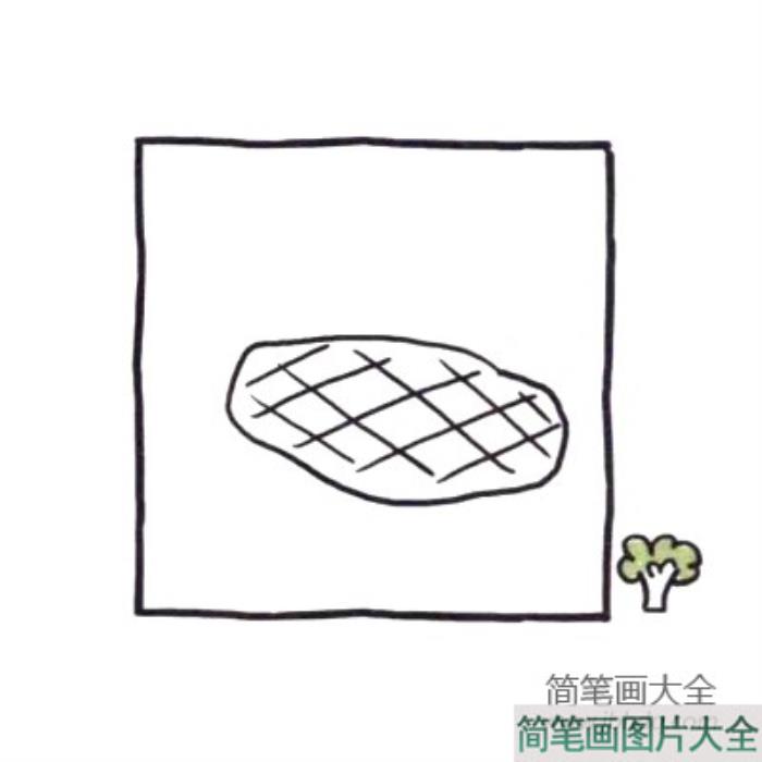 四步画出可爱简笔画_吃完大满足的牛排