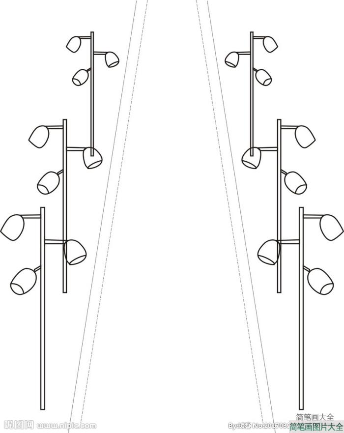 公路和路灯的简笔画