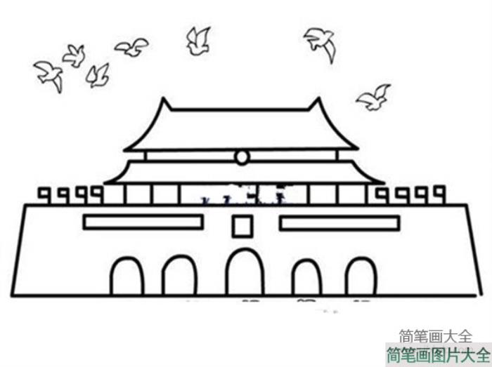 天安门与和平鸽简笔画图片