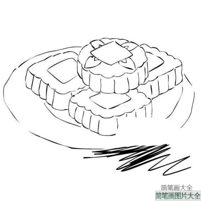 中秋月饼简笔画图片  第2张