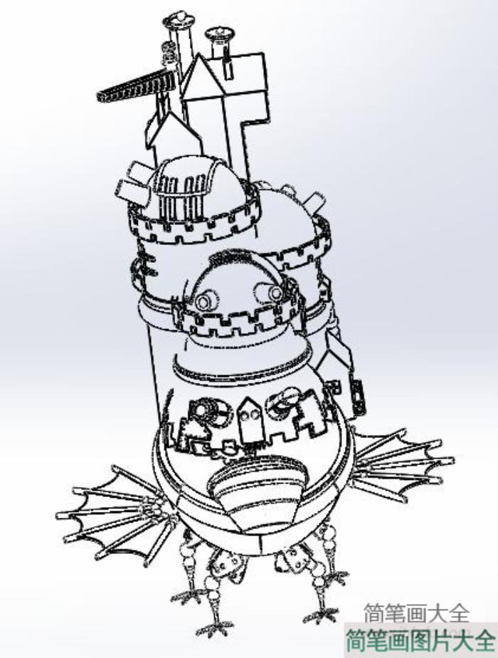 建筑图片_哈尔的移动城堡简笔画