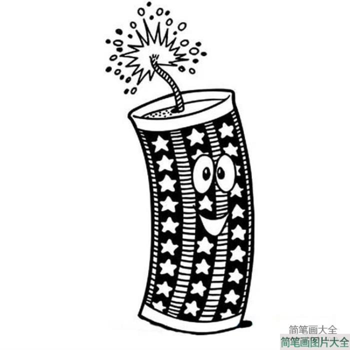 春节用品简笔画图片_卡通鞭炮简笔画