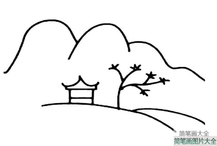 风景简笔画_大山风景简笔画  第1张