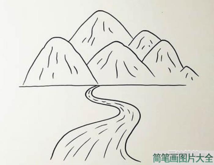 山上流水简笔画怎么画  第2张