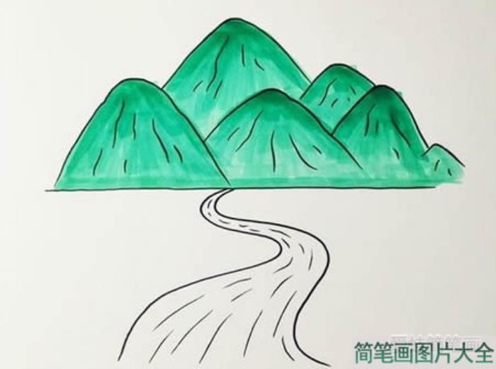 山上流水简笔画怎么画  第3张