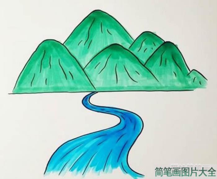 山上流水简笔画怎么画  第4张