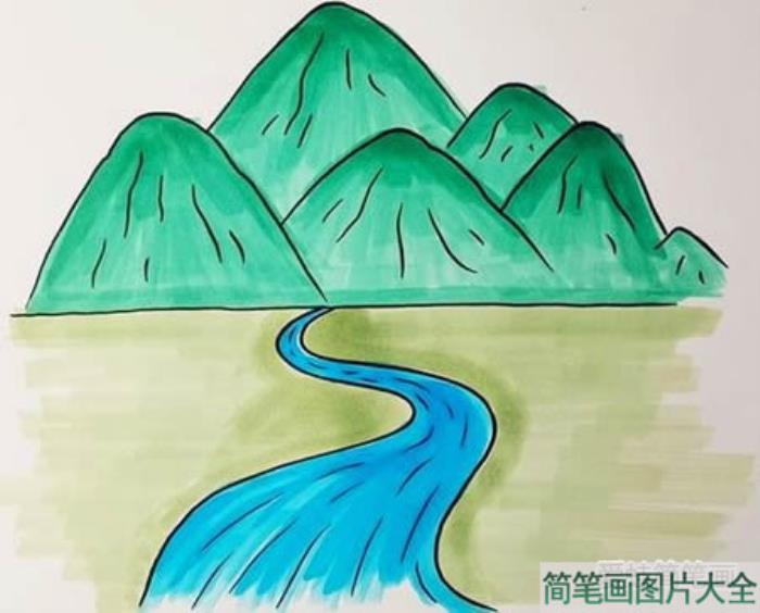 山上流水简笔画怎么画  第5张