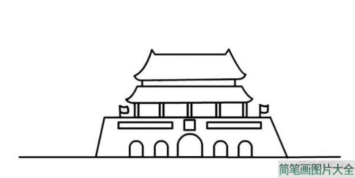 国庆节主题天安门和国旗简笔画  第3张